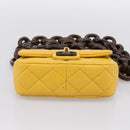 CHANEL Mini Matelasse 17 Chain Bag Lamb Skin Yellow Gold CC Auth 195513SAM-5