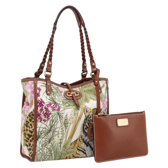 Salvatore Ferragamo Gancini Reversible Tote Bag Nylon Beige Gold Auth 195514A