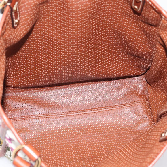 Salvatore Ferragamo Gancini Reversible Tote Bag Nylon Beige Gold Auth 195514A