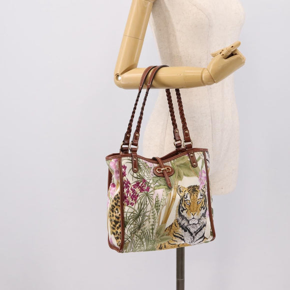 Salvatore Ferragamo Gancini Reversible Tote Bag Nylon Beige Gold Auth 195514A