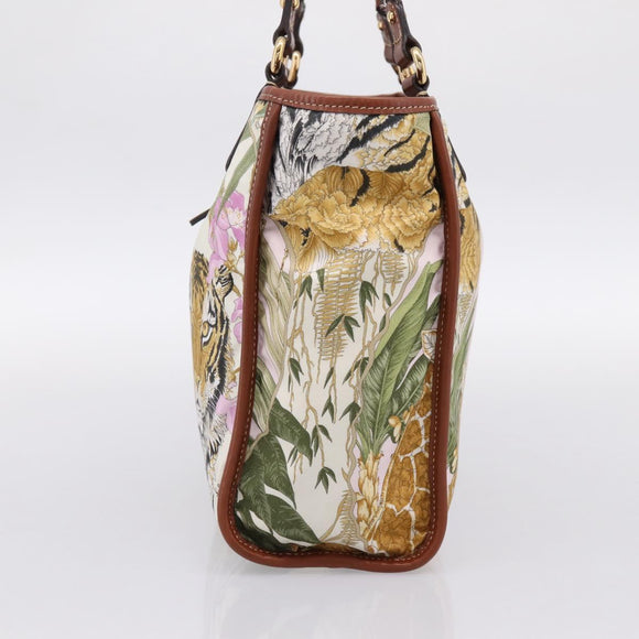 Salvatore Ferragamo Gancini Reversible Tote Bag Nylon Beige Gold Auth 195514A