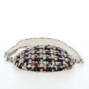 CHANEL Chain Matelasse Shoulder Bag tweed White Silver CC Auth 195515M-5