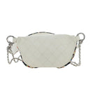 CHANEL Chain Matelasse Shoulder Bag tweed White Silver CC Auth 195515M-2