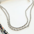 CHANEL Chain Matelasse Shoulder Bag tweed White Silver CC Auth 195515M-7