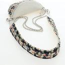 CHANEL Chain Matelasse Shoulder Bag tweed White Silver CC Auth 195515M-8