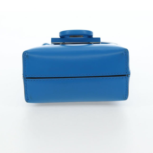 Salvatore Ferragamo Gancini Hand Pouch Leather Blue Silver Auth 195518M