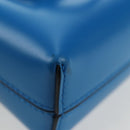 Salvatore Ferragamo Gancini Hand Pouch Leather Blue Silver Auth 195518M-11