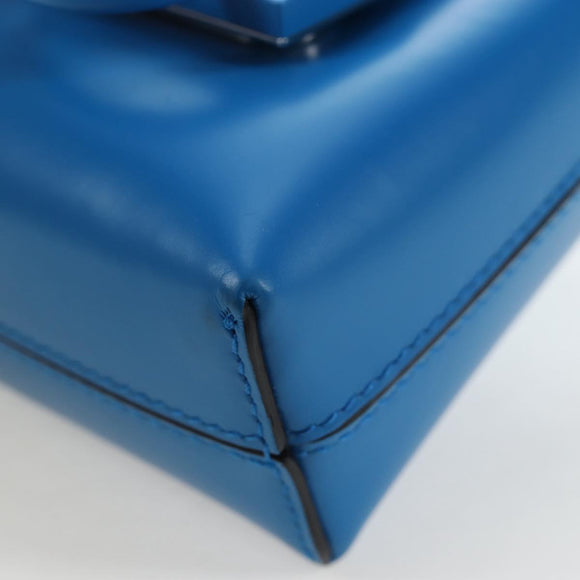 Salvatore Ferragamo Gancini Hand Pouch Leather Blue Silver Auth 195518M