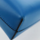 Salvatore Ferragamo Gancini Hand Pouch Leather Blue Silver Auth 195518M-13