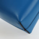 Salvatore Ferragamo Gancini Hand Pouch Leather Blue Silver Auth 195518M-14