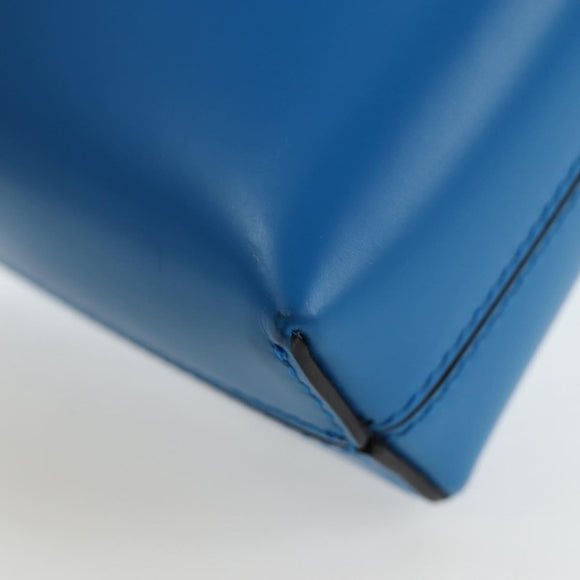 Salvatore Ferragamo Gancini Hand Pouch Leather Blue Silver Auth 195518M
