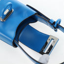 Salvatore Ferragamo Gancini Hand Pouch Leather Blue Silver Auth 195518M-16