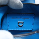 Salvatore Ferragamo Gancini Hand Pouch Leather Blue Silver Auth 195518M-17