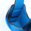 Salvatore Ferragamo Gancini Hand Pouch Leather Blue Silver Auth 195518M-19
