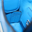 Salvatore Ferragamo Gancini Hand Pouch Leather Blue Silver Auth 195518M-21