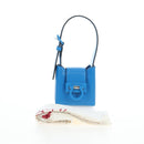 Salvatore Ferragamo Gancini Hand Pouch Leather Blue Silver Auth 195518M-23
