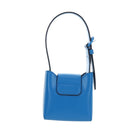Salvatore Ferragamo Gancini Hand Pouch Leather Blue Silver Auth 195518M-3
