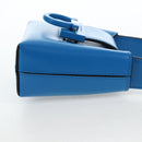Salvatore Ferragamo Gancini Hand Pouch Leather Blue Silver Auth 195518M-5