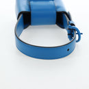 Salvatore Ferragamo Gancini Hand Pouch Leather Blue Silver Auth 195518M-7