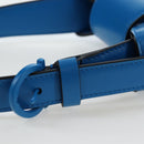 Salvatore Ferragamo Gancini Hand Pouch Leather Blue Silver Auth 195518M-8