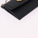 Salvatore Ferragamo Gancini Chain Card Case Leather Black Gold Auth 195519M-10