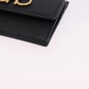 Salvatore Ferragamo Gancini Chain Card Case Leather Black Gold Auth 195519M-11