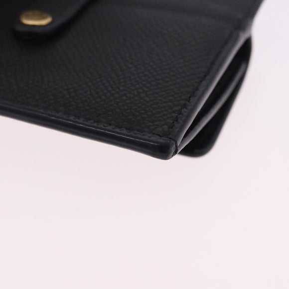 Salvatore Ferragamo Gancini Chain Card Case Leather Black Gold Auth 195519M