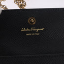 Salvatore Ferragamo Gancini Chain Card Case Leather Black Gold Auth 195519M-16