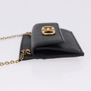 Salvatore Ferragamo Gancini Chain Card Case Leather Black Gold Auth 195519M-5