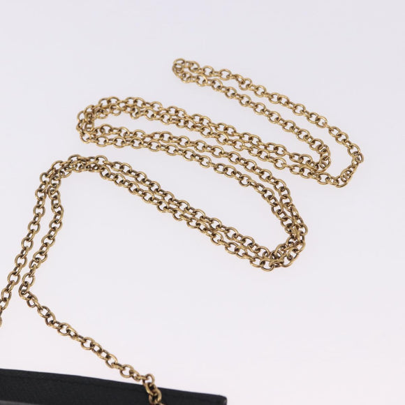 Salvatore Ferragamo Gancini Chain Card Case Leather Black Gold Auth 195519M