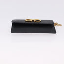 Salvatore Ferragamo Gancini Chain Card Case Leather Black Gold Auth 195519M-9