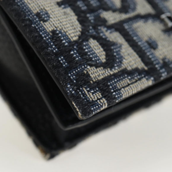 Christian Dior Trotter Canvas Shoulder Pouch Navy Silver Auth 195520V