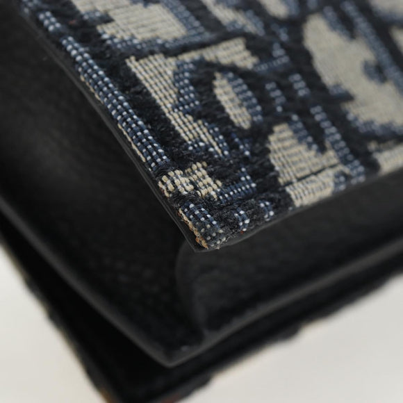Christian Dior Trotter Canvas Shoulder Pouch Navy Silver Auth 195520V