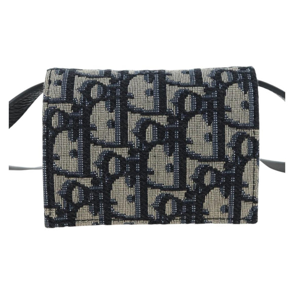 Christian Dior Trotter Canvas Shoulder Pouch Navy Silver Auth 195520V