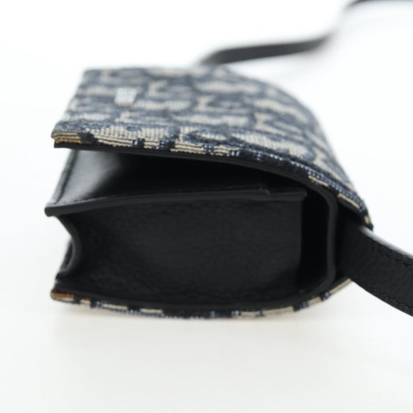 Christian Dior Trotter Canvas Shoulder Pouch Navy Silver Auth 195520V