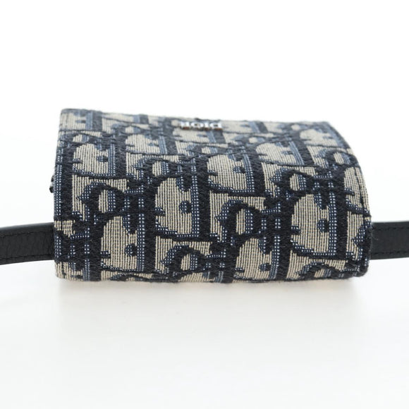 Christian Dior Trotter Canvas Shoulder Pouch Navy Silver Auth 195520V