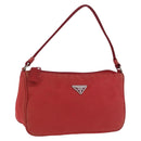 PRADA Accessory Pouch Nylon Red Silver Auth 195521A-1