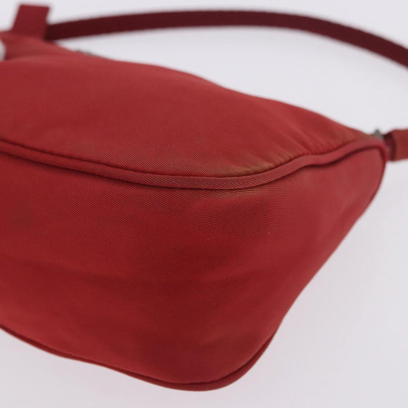 PRADA Accessory Pouch Nylon Red Silver Auth 195521A