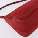 PRADA Accessory Pouch Nylon Red Silver Auth 195521A-16