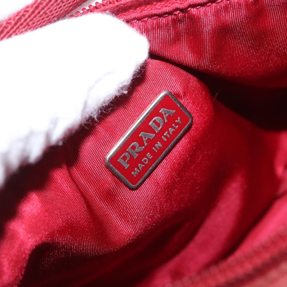 PRADA Accessory Pouch Nylon Red Silver Auth 195521A