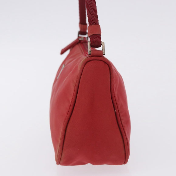 PRADA Accessory Pouch Nylon Red Silver Auth 195521A