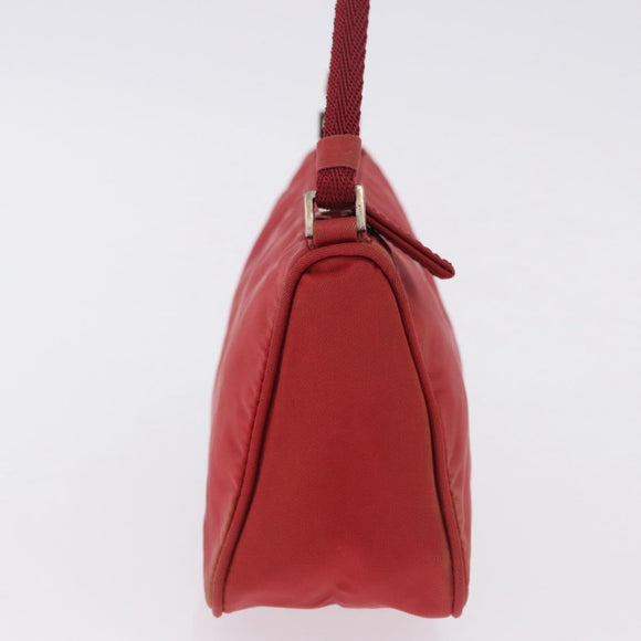 PRADA Accessory Pouch Nylon Red Silver Auth 195521A