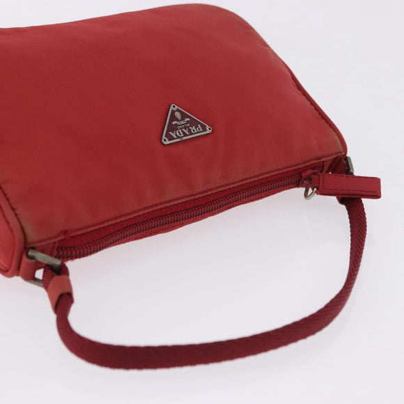 PRADA Accessory Pouch Nylon Red Silver Auth 195521A