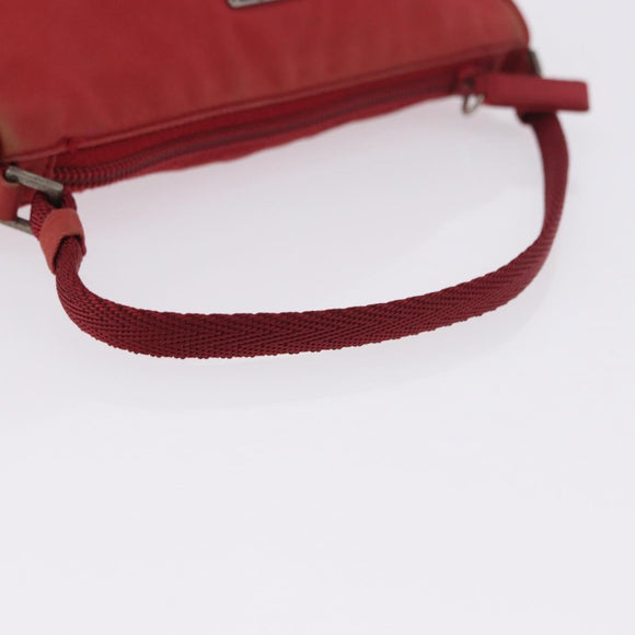 PRADA Accessory Pouch Nylon Red Silver Auth 195521A