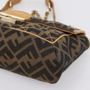 FENDI Zucca Canvas Chain Shoulder Bag Black Brown Auth 195522V-14