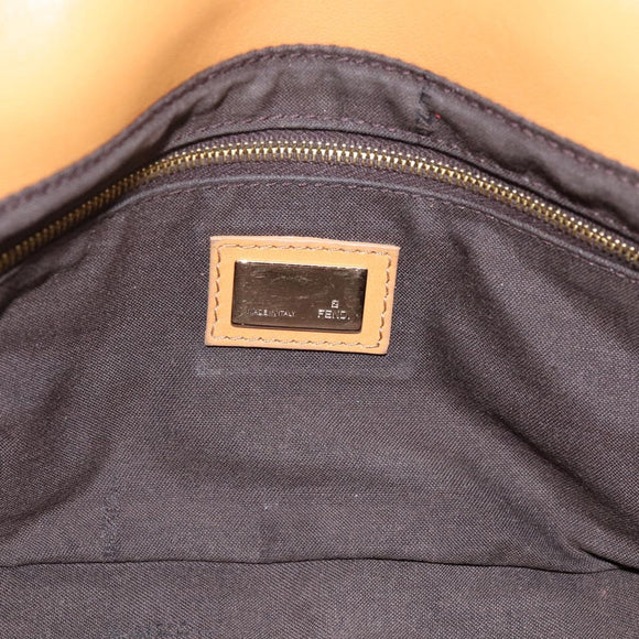 FENDI Zucca Canvas Chain Shoulder Bag Black Brown Auth 195522V