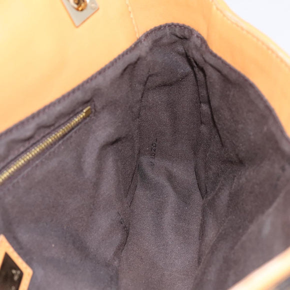 FENDI Zucca Canvas Chain Shoulder Bag Black Brown Auth 195522V