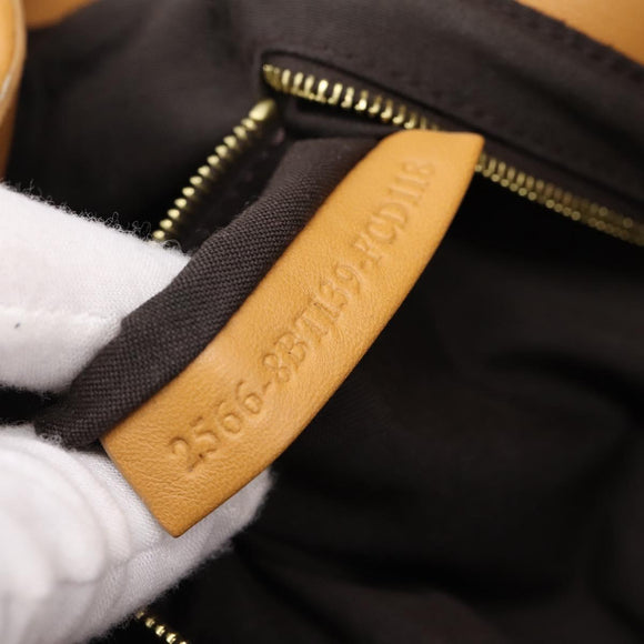 FENDI Zucca Canvas Chain Shoulder Bag Black Brown Auth 195522V