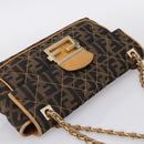 FENDI Zucca Canvas Chain Shoulder Bag Black Brown Auth 195522V-6