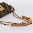 FENDI Zucca Canvas Chain Shoulder Bag Black Brown Auth 195522V-7